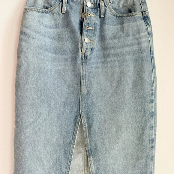 Zara Medium Wash Maxi Denim JEan Skirt Button fly M - Picture 4 of 7